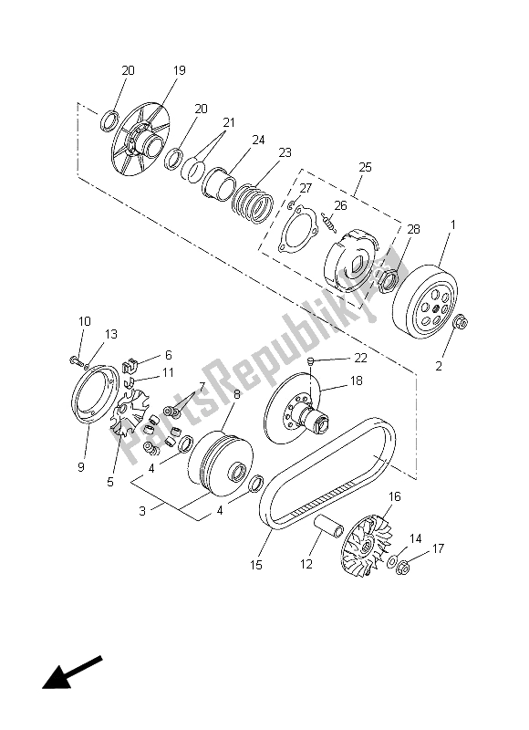 All parts for the Clutch of the Yamaha YP 250 RA X MAX 2012