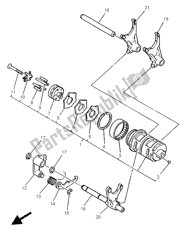 Toutes les pièces pour le Came Et Fourchette De Changement De Vitesse du Yamaha XV 250 S Virago 1997