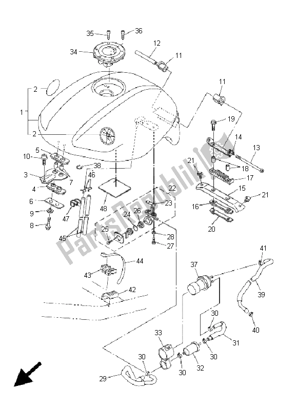 All parts for the Fuel Tank of the Yamaha FZS 1000 S Fazer 2005