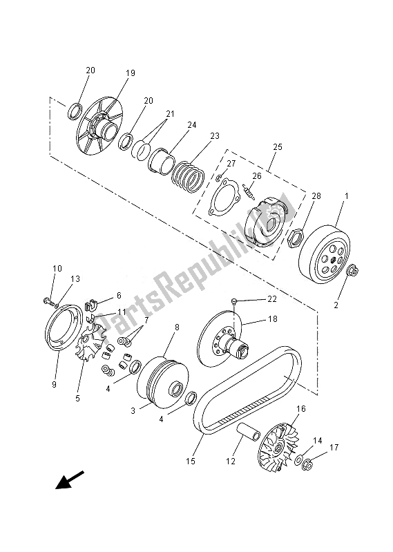 Toutes les pièces pour le Embrayage du Yamaha YP 250R 2013