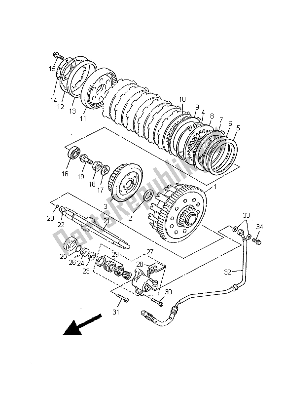 Toutes les pièces pour le Embrayage du Yamaha XVZ 1300A Royalstar 2000