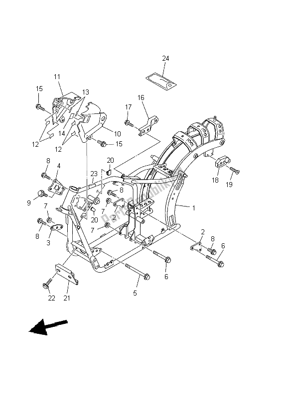 All parts for the Frame of the Yamaha XVS 250 Dragstar 2002