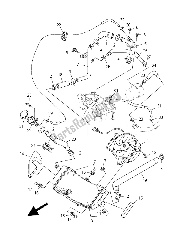 All parts for the Radiator & Hose of the Yamaha XP 500A 2013