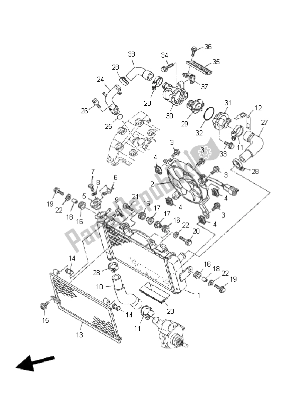 Toutes les pièces pour le Tuyau De Radiateur du Yamaha TDM 900A 2008