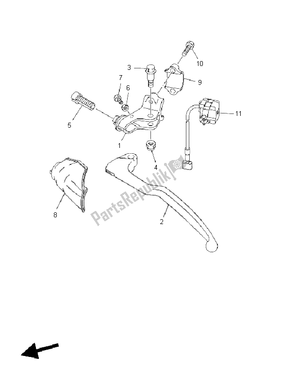 All parts for the Handle Switch & Lever of the Yamaha YZ 450F 2011