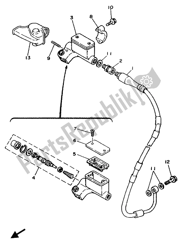 All parts for the Front Master Cylinder of the Yamaha WR 250Z 1994