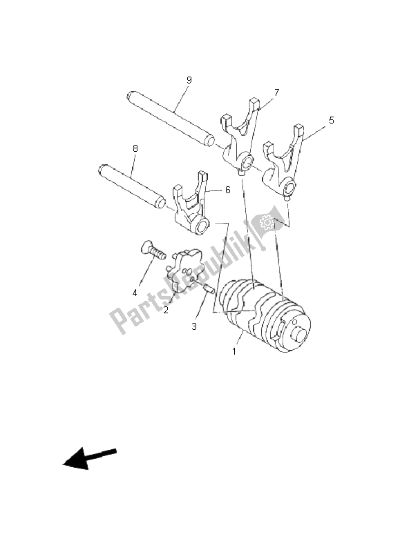 All parts for the Shift Cam & Fork of the Yamaha TT R 125 SW LW 2008