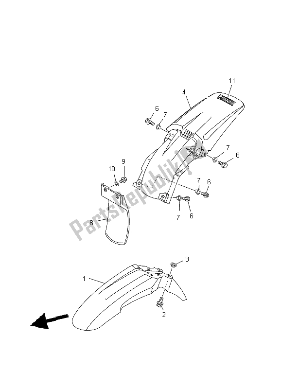 Tutte le parti per il Parafango del Yamaha TT R 125 SW LW 2002