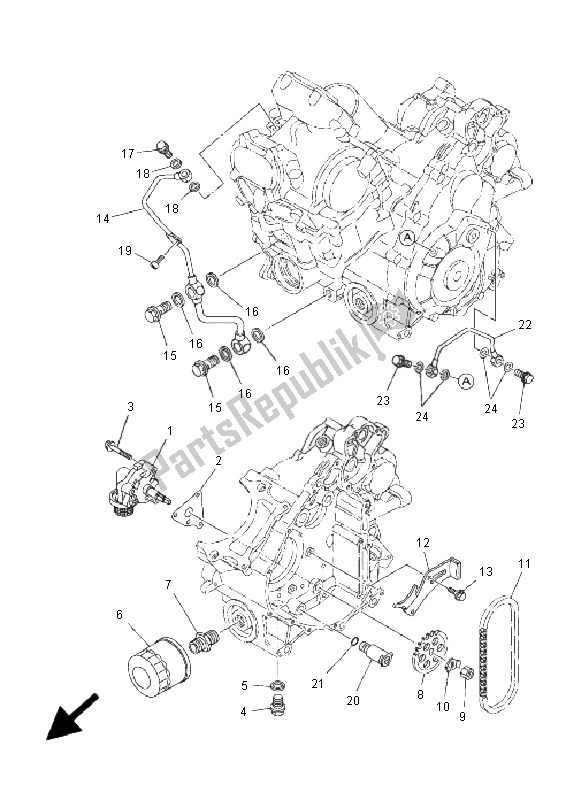 All parts for the Oil Pump of the Yamaha YFM 550 FGP Grizzly FI EPS 4X4 2009