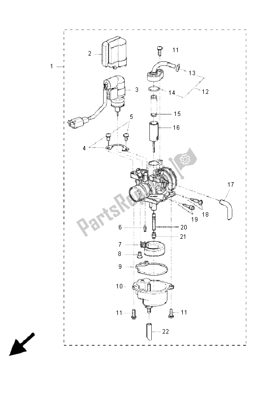 All parts for the Carburetor of the Yamaha YQ 50R Aerox 2008