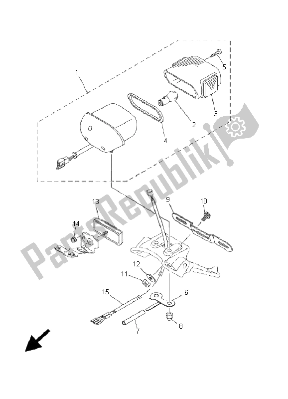 All parts for the Taillight of the Yamaha XVS 250 Dragstar 2001