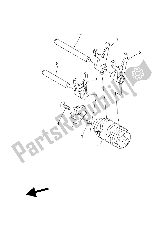 All parts for the Shift Cam & Fork of the Yamaha TT R 125 SW LW 2004