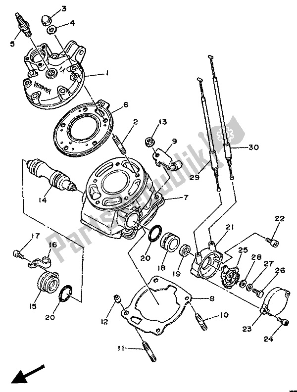 All parts for the Cylinder of the Yamaha DT 125R 1990