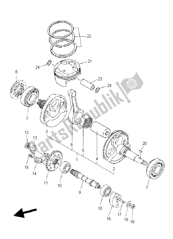 All parts for the Crankshaft & Piston of the Yamaha WR 450F 2008