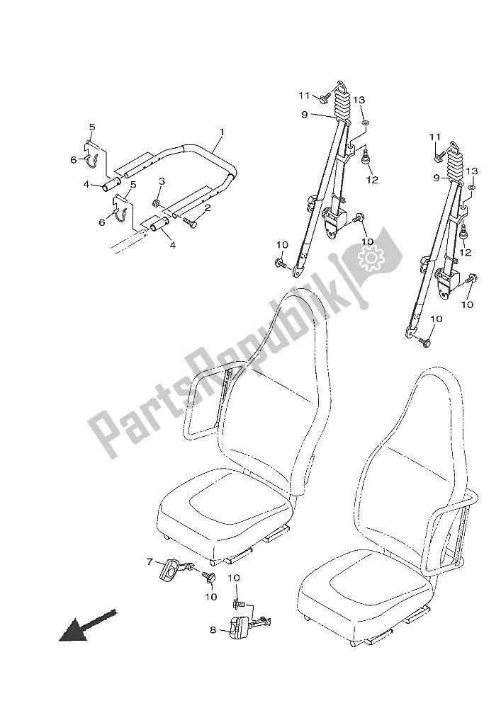 All parts for the Seat 2 of the Yamaha YXE 700E 2016