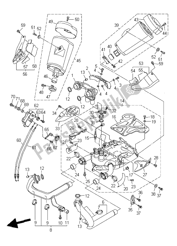 Tutte le parti per il Scarico del Yamaha VMX 17 1700 2009