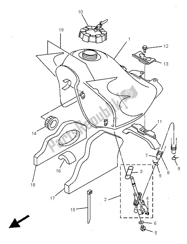 All parts for the Fuel Tank of the Yamaha DT 125R 1997