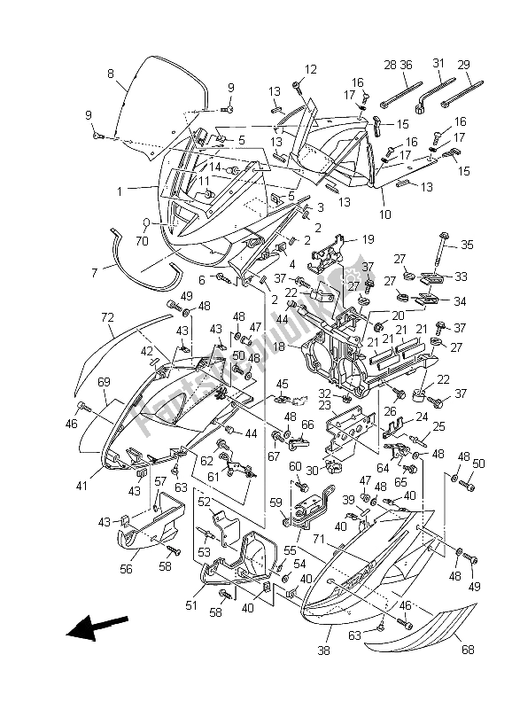 Tutte le parti per il Cowling 1 del Yamaha TDM 900A 2006