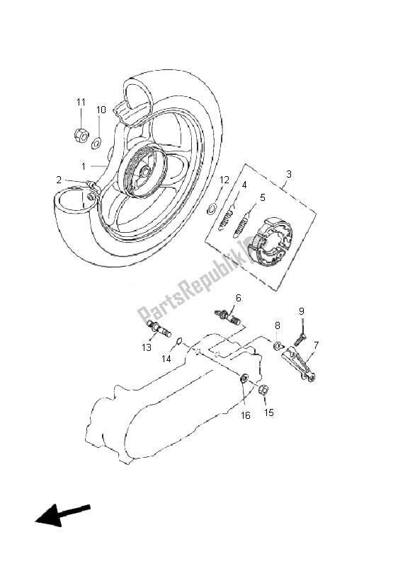 All parts for the Rear Wheel of the Yamaha CS 50R AC JOG 2010