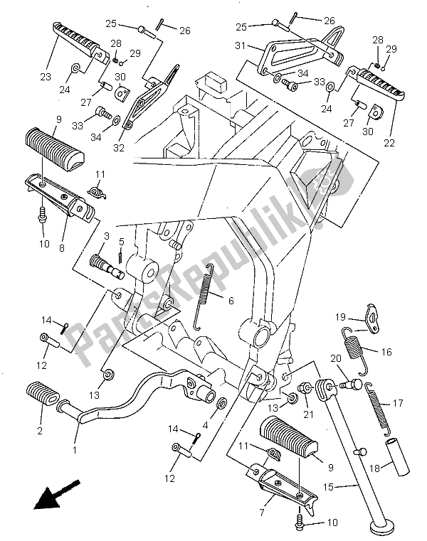 Todas las partes para Soporte Y Reposapiés de Yamaha TDR 125 1997