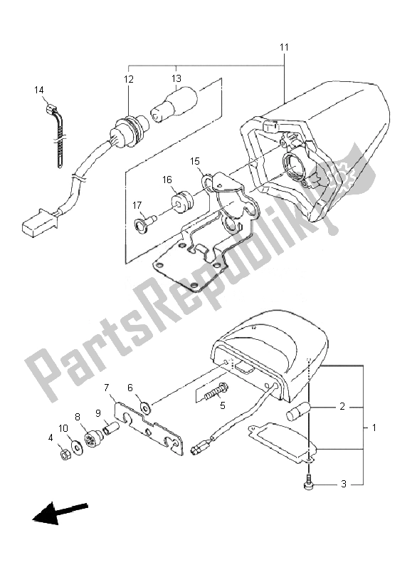 Alle onderdelen voor de Achterlicht van de Yamaha XJ6F 600 2010