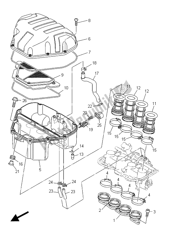 Alle onderdelen voor de Inname van de Yamaha XJ6 SA 600 2015