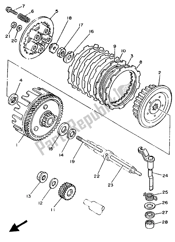 Toutes les pièces pour le Embrayage du Yamaha TDR 125 1993