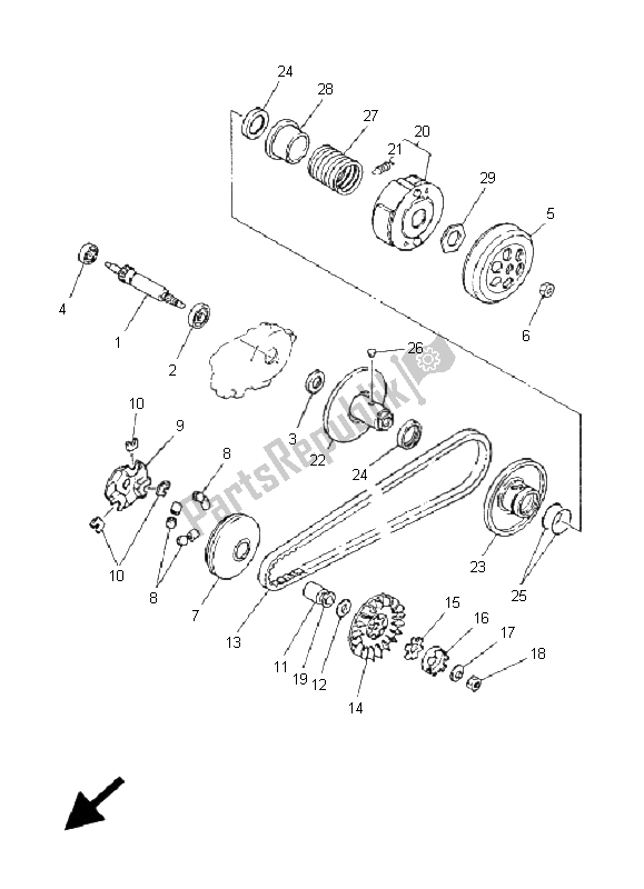 All parts for the Clutch of the Yamaha YN 50R Neos 2006