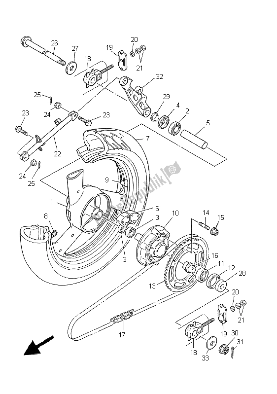 Tutte le parti per il Ruota Posteriore del Yamaha XJ 600S Diversion 1997