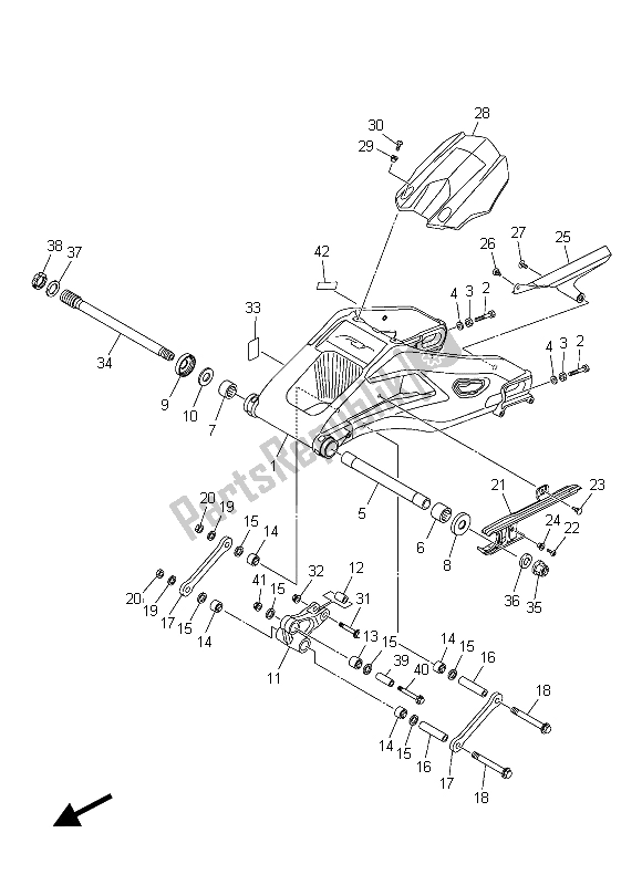 Tutte le parti per il Braccio Posteriore del Yamaha YZF R1M 1000 2015