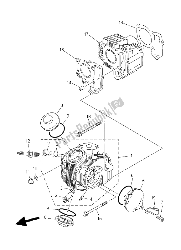 Todas as partes de Cabeça De Cilindro do Yamaha TT R 90E 2006