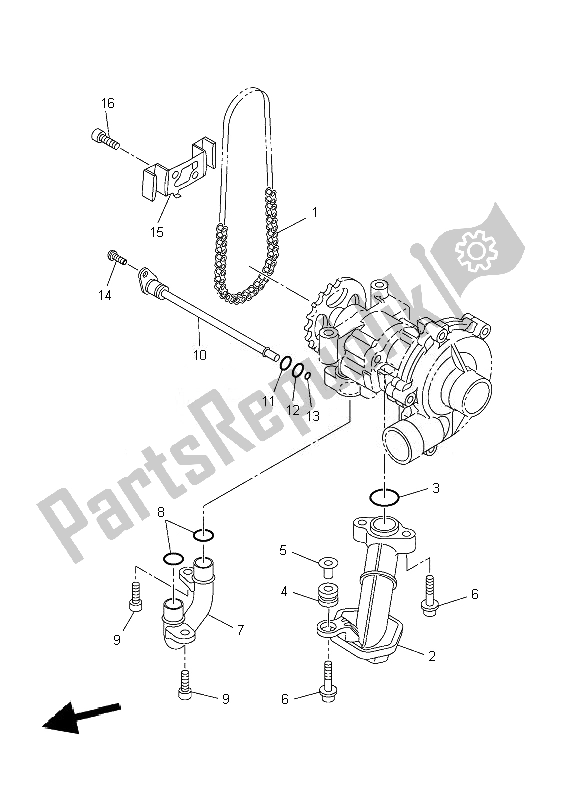 All parts for the Oil Pump of the Yamaha YZF R1 1000 2010