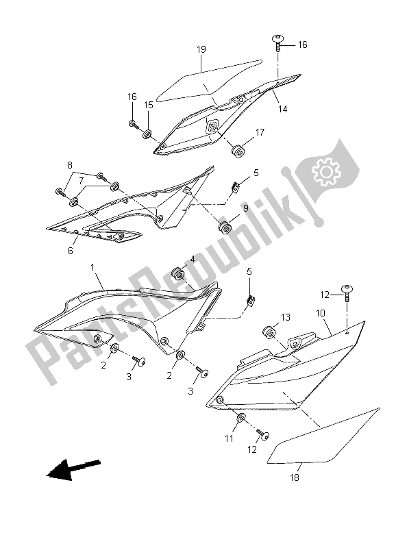 All parts for the Side Cover of the Yamaha WR 125X 2009