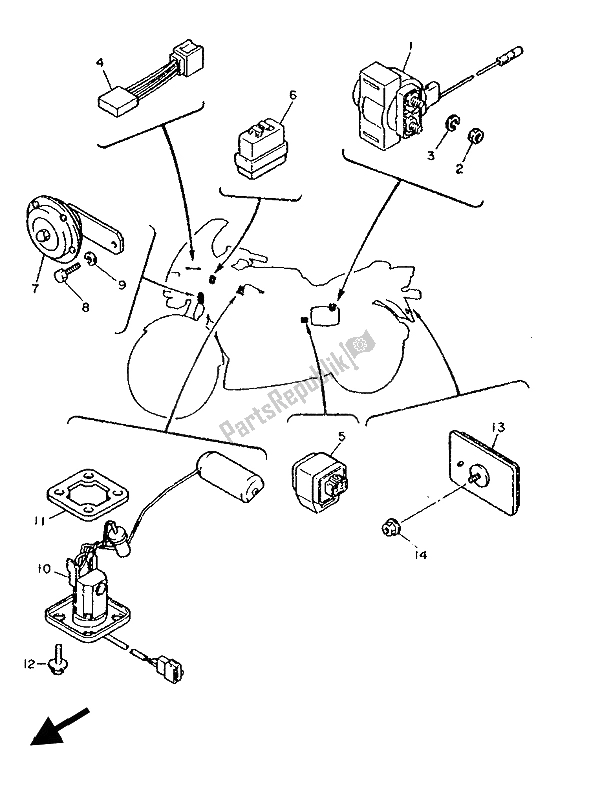 All parts for the Electrical 1 of the Yamaha FJ 1200 1986