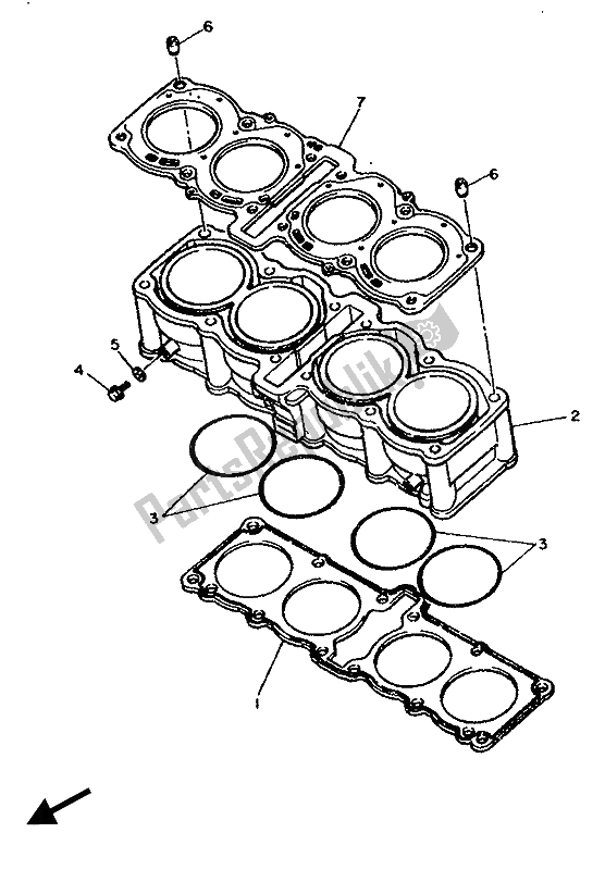 All parts for the Cylinder of the Yamaha FZR 750 RW 1989