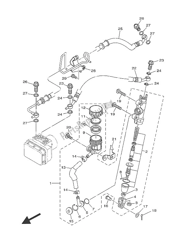 Wszystkie części do Tylny Cylinder G?ówny Yamaha YZF R3A 300 2016