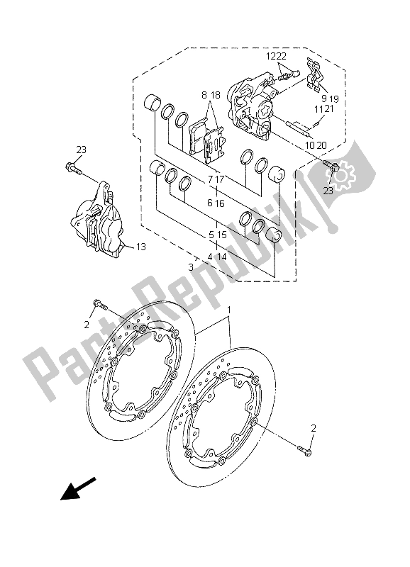 All parts for the Front Brake Caliper of the Yamaha FZS 1000 S Fazer 2003