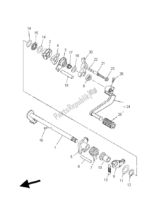 All parts for the Shift Shaft of the Yamaha TT R 110E 2010