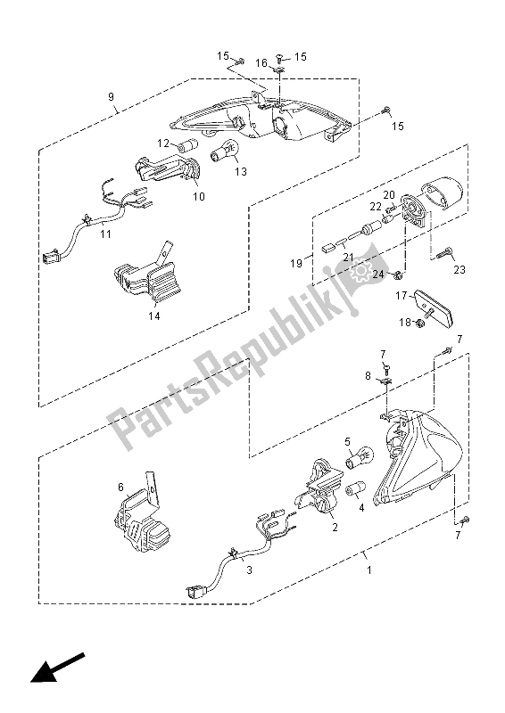 All parts for the Taillight of the Yamaha YP 250R X MAX 2012