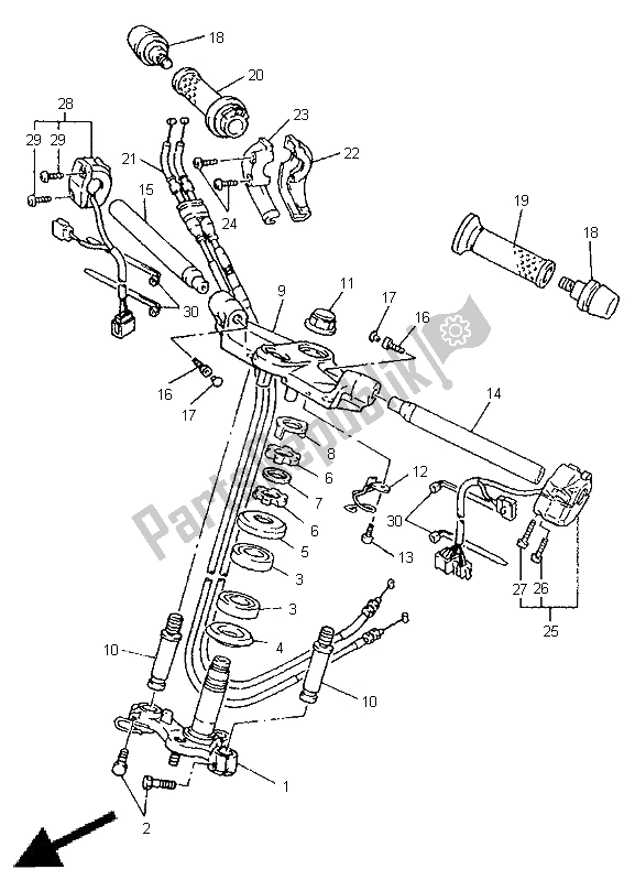 Toutes les pièces pour le Poignée Et Câble De Direction du Yamaha GTS 1000A 1998