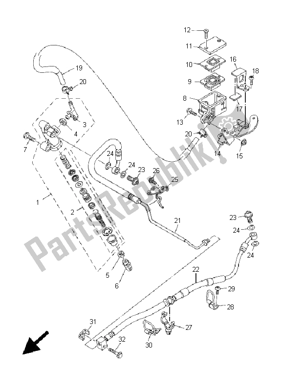 Toutes les pièces pour le Maître-cylindre Arrière du Yamaha MT 01 1670 2005