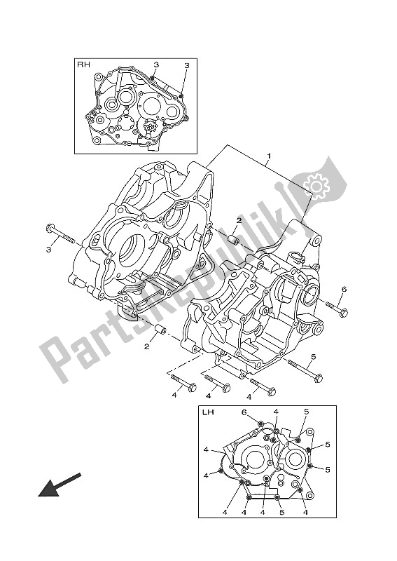 All parts for the Crankcase of the Yamaha MT 125A 2016