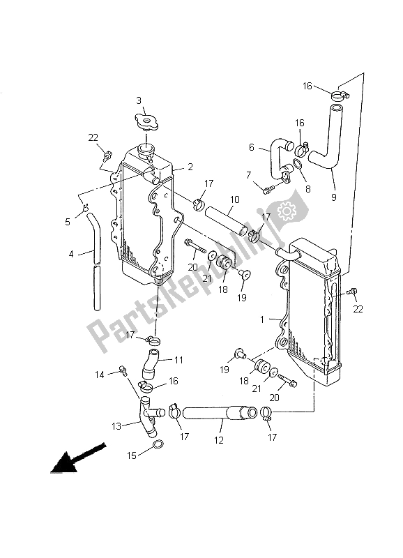 Tutte le parti per il Tubo Del Radiatore del Yamaha YZ 426F 2000