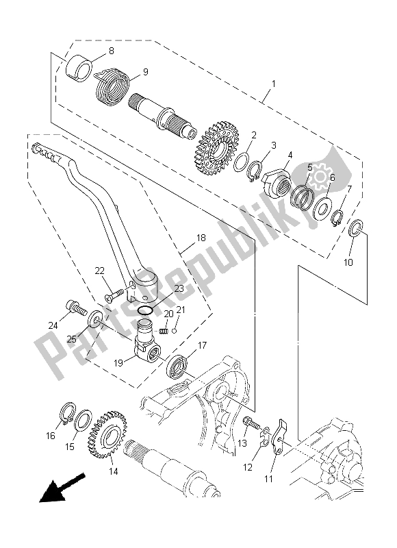 All parts for the Starter of the Yamaha YZ 250 2014