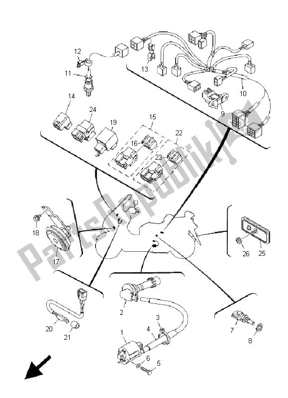 Wszystkie części do Elektryczny 2 Yamaha YP 400A Majesty 2008