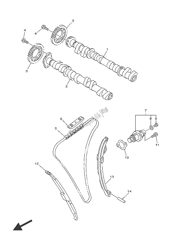 Todas las partes para árbol De Levas Y Cadena de Yamaha FJR 1300 AS 2016