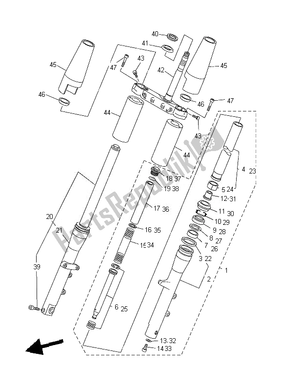 Wszystkie części do Przedni Widelec Yamaha XVS 1300A 2007