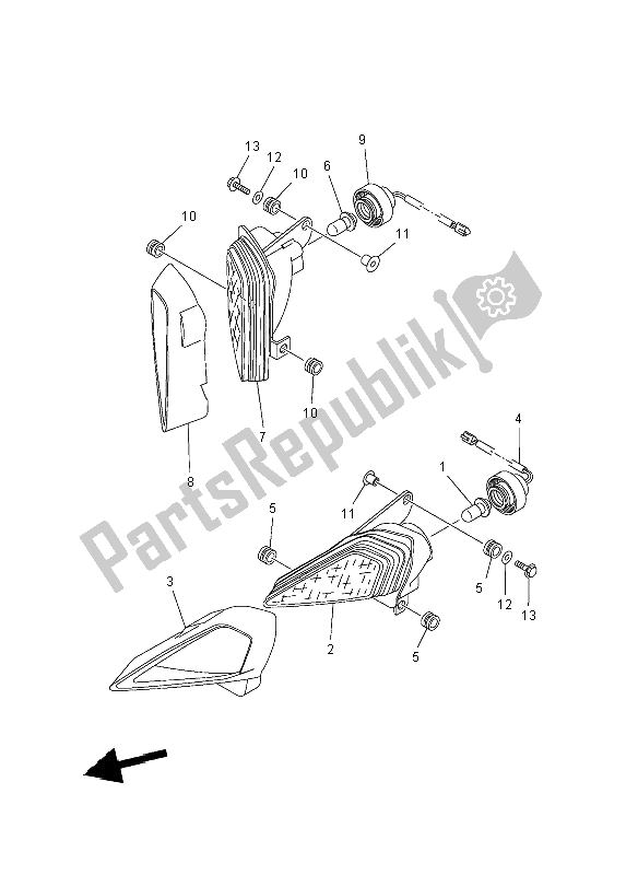 All parts for the Headlight of the Yamaha YFM 250R 2012