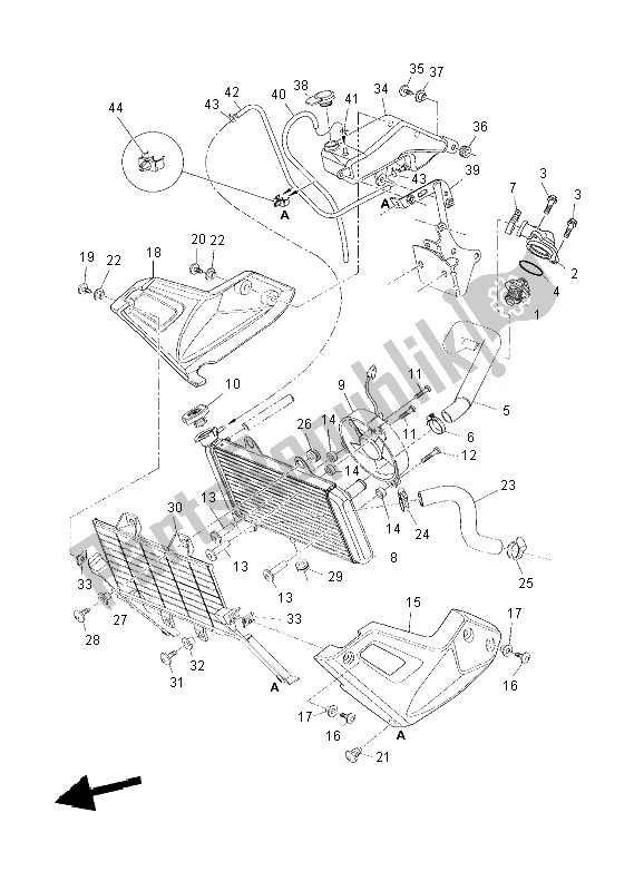 Alle onderdelen voor de Radiator Slang van de Yamaha XT 660Z Tenere 2010