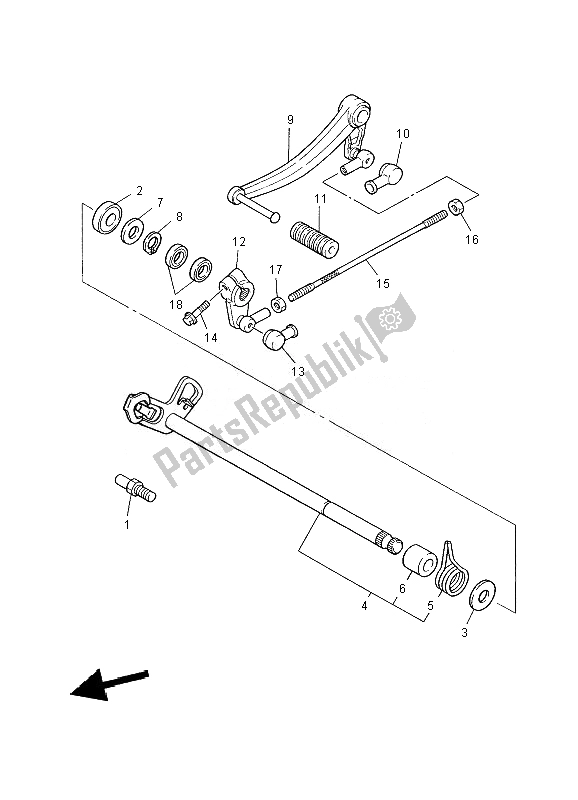 All parts for the Shift Shaft of the Yamaha XJR 1300 2010
